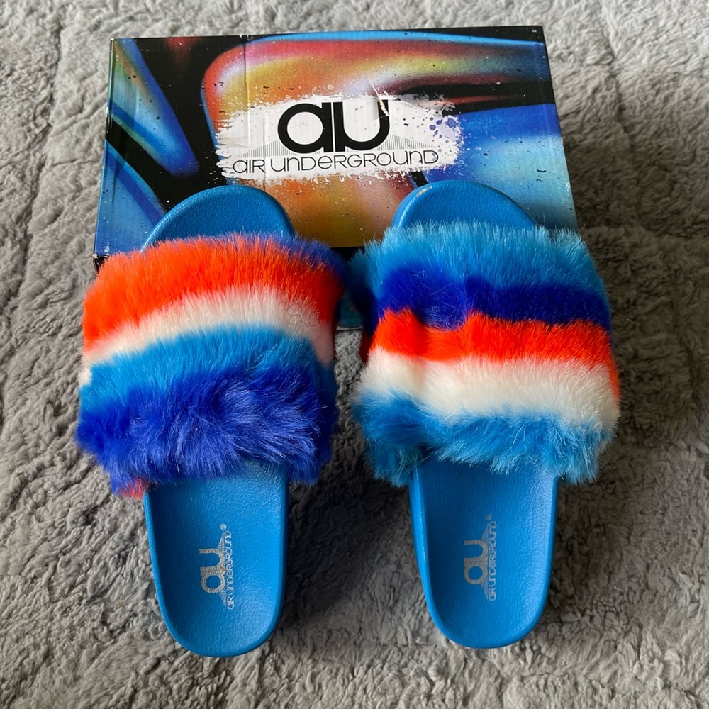 Air Underground Blue Platform sandals, women’s platform sandals, size 9